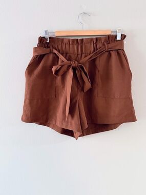 NWOT Dizzy Lizzy Brown Paperbag Shorts, Sz Large